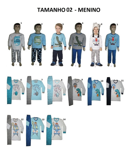 Imagem 2 de 2 de Pijama Infantil Masculino 100% Algodão Kit 10 Conjuntos