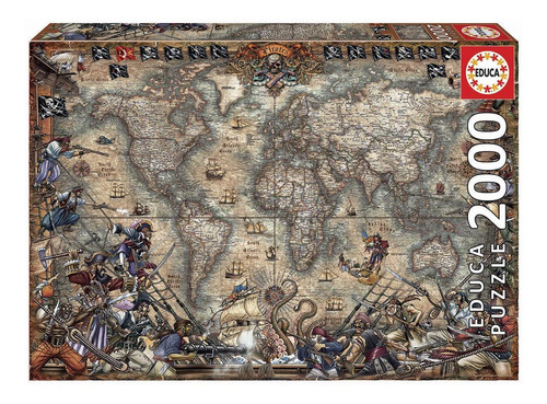 Imagen 1 de 8 de Puzzle Rompecabeza Educa Mapa Politico Piratas 2000 Piezas ®