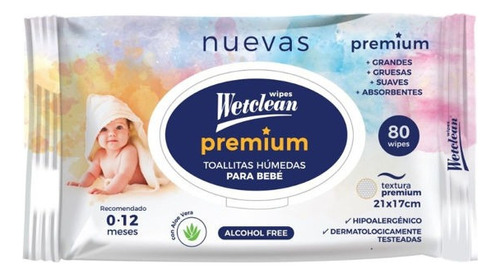 Toallitas Húmedas Para Bebé Premium Wetclean 80 Unidades