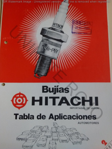 Antiguo Catálogo Bujías Hitachi Tabla Especificaciones 1981