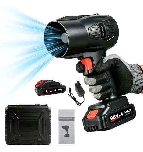 Soprador De Folhas Portatil Sem Fio Turbo A Bateria-98vf Preto 127/220v