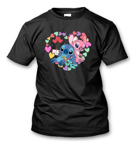 Playera San Valentin Stitch Y Angela Parejas Novios Amor