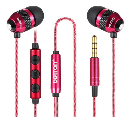 Auriculares Intrauditivos Betron B25 Con Micrófono Y Puntas Color Rojo