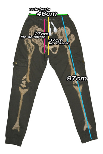 Imagen 6 de 6 de Pantalon Cargo Esqueleto Huesos Elastizado Babuchachupin T46