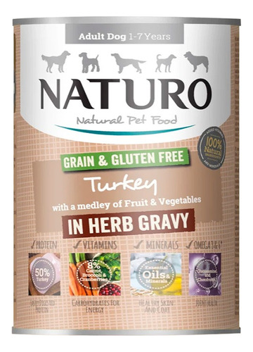 Comida Para Perro Naturo Pavo Con Frutas Y Vegetales 390 Gr