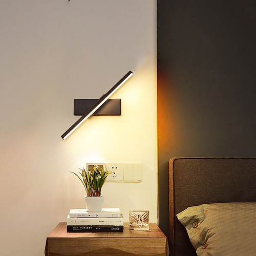 Lámpara Arbotante Espejo Dormitorio Pared Baño Luz Led 30cm Estructura Negro