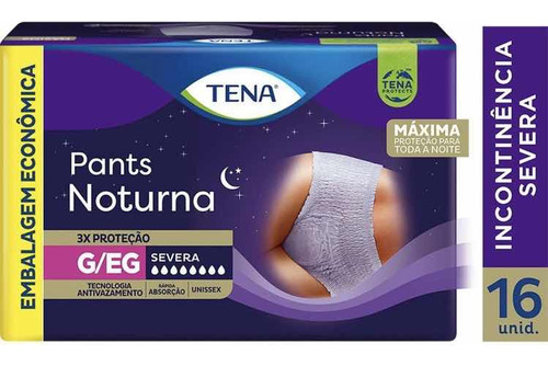 Kit 4 Fralda Geriátrica Tena Pants Noturna G/xg 16 Unidades