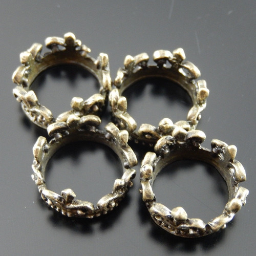 Anillo Mid Corona Rey Reina Bronce Flor De Lis