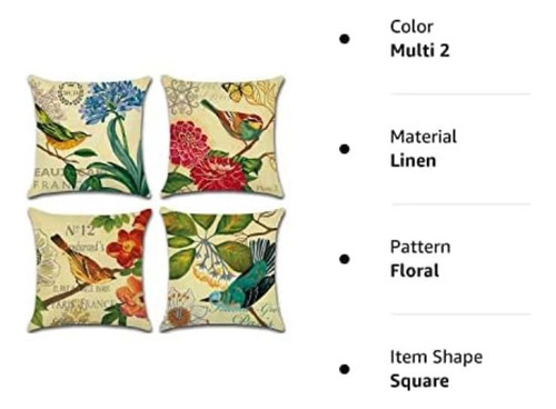 Sistwon Juego De 4 Fundas De Almohada De Lino De 18.0 X 18.0