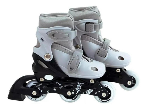 Patins Roller Row Infantil Cinza Regulável Do 35 A 38 - Mor