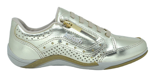 Sapatenis Tênis Casual Feminino Zíper  Kolosh C1299 Dourado