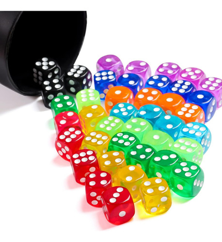50 Piezas De Dados De Colores, Dados De 6 Caras Para Jueg...