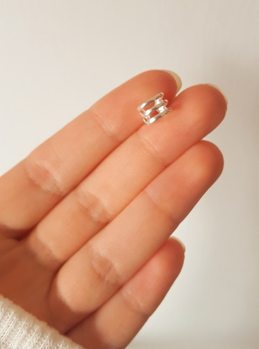 Aro Bidu Tres Líneas De Plata 925