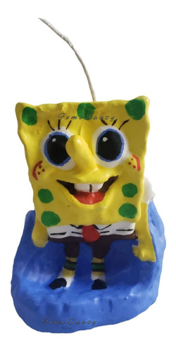 Vela De Cera Para Pastel Bob Esponja Feliz Cumpleaños Fiesta