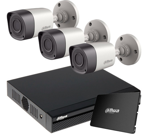 Imagen 1 de 10 de Kit Seguridad Dahua Dvr 4 Ch + 3 Camaras 2mp + 1 Tb