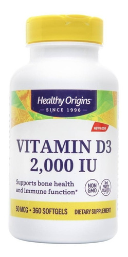 Vitamina D3 Healthy Origins 2.000 Ui 360 Softgles