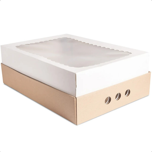 Caja Desayuno 25 X 35 Blanca Con Visor