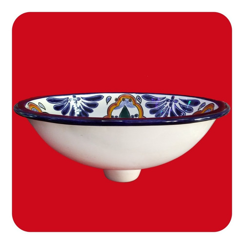 Imagen 2 de 3 de Lavabo Grande Color De Cerámica Tipo Talavera 44x36x17 Cm M2