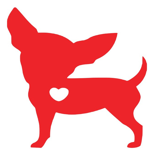 2 Sticker Para Auto Silueta Perro Chihuahua  Corazón 