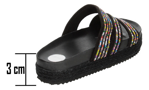 Sandalias Dama Berlín Negro Casual Slideon Suela 3cm Mujer