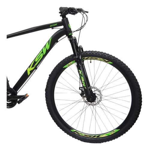 Bicicleta Aro 29 Ksw Xlt 21v Cambios Shimano Cor Preto e verde Tamanho de Quadro 15