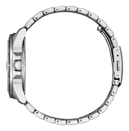 Reloj Citizen Aw181689e Hombre Eco Drive Acero Inoxidable Malla Plateado Bisel Negro Fondo Negro
