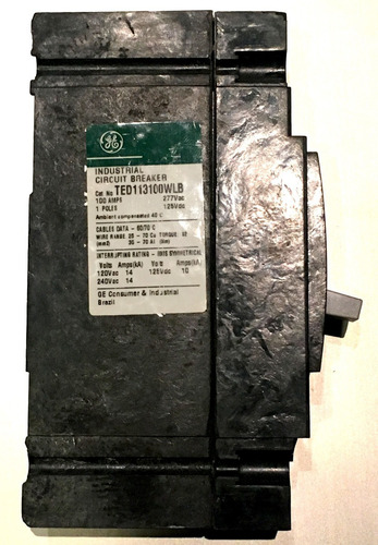 Breaker 1x100 Industrial General Electric Ge Ted113100wlb