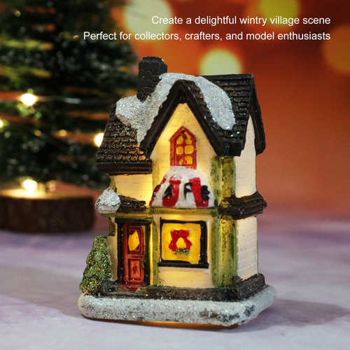 Faro De Resina Navideña Led De Casa De Pueblo Navideño