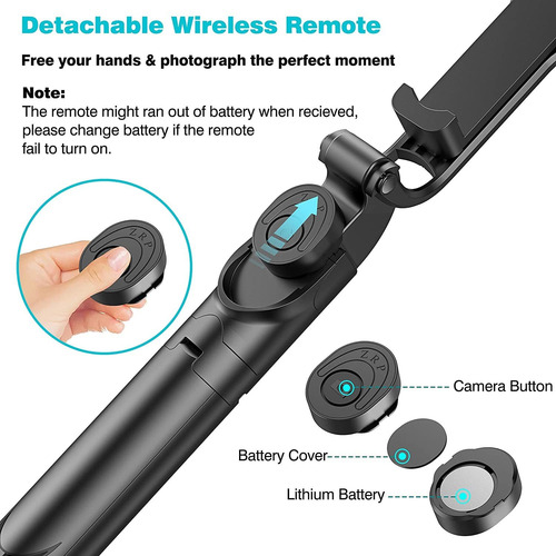 Imagen 3 de 6 de Palo Selfie Tripode Extensible iPhone/samsung Galaxy (negro)