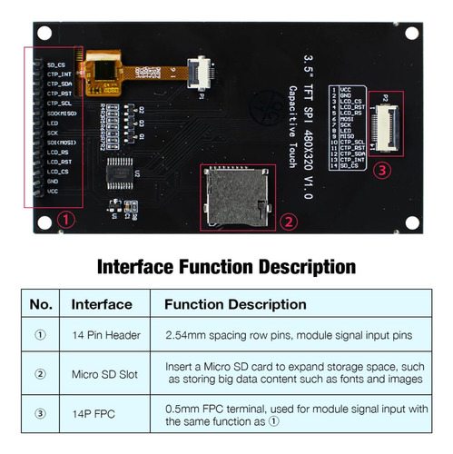 Pantalla Táctil Capacitiva Lcd Spi 3.5in 320x480 Arduino Esp
