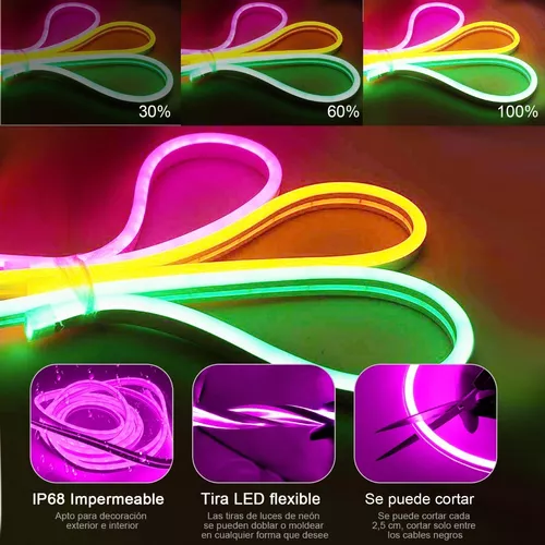 Tira LED flexible Neón RGB de 5m con fuente de 12V - Guatemala