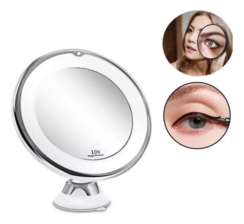 Espelho De Luz Aumenta 10x Maquiagem Portátil Camarim Usb