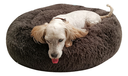 Cama Antiestrés Para Perro Chico 60cm Relajante Y Suave Color Gris Oscuro