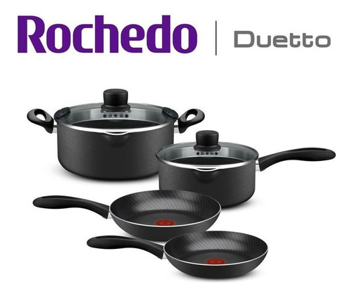 Conjunto Panelas 4 Peças Duetto Preto Antiaderente Rochedo