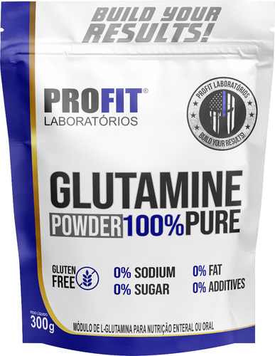 Profit Glutamina Powder 100% Pure 300g Refil - Sem sabor