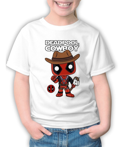Remera Sublimada Infantil Estampada Deadpool Cowboy - 7621