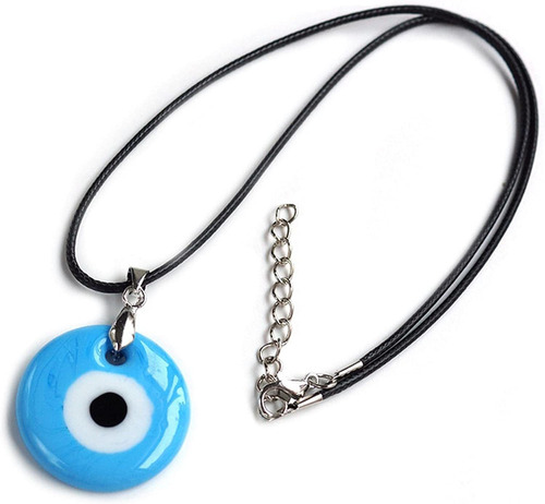 Collar De Mal De Ojo Azul Turco De Cristal De Cuerda De Cuer