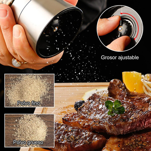 2Pcs Molinillo Manual de Sal Y Pimientero Vabessa, Moledor de Especias de Acero Inoxidabley Vidrio Con Rudeza Ajustable Para Pimientero, Especias o Sal 180Ml