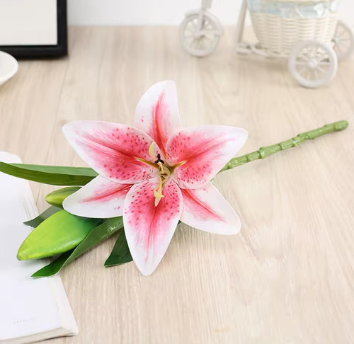 Planta Flor Artificial Lirio Decoración Casa Lily Fiestas Blanco/rosa