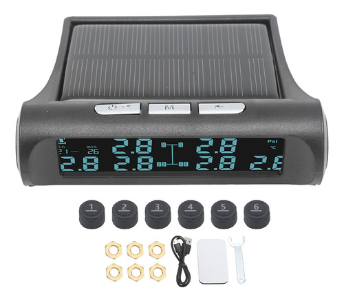 Monitor Tpms Inalámbrico De Energía Solar, Pantalla Lcd, 6 S