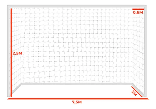 Red De Fútbol 11 2mm Nylon 7.5x2.5x0.6m Uv Gismar - Queofert Blanco