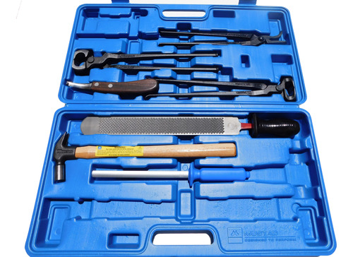 Kit Herrado Mustad: Caja 7 Herramientas Tenaza + Gubia + Escofina Con Mango + Afilador + Pinza De Remachar + Martillo + 