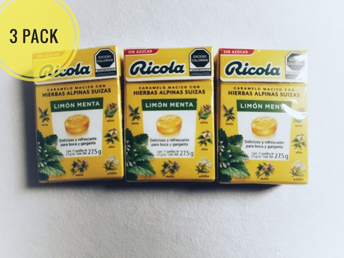 3 Cajas Dulces Ricola Limon Menta - Sin Azucar Importados