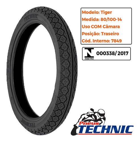 Par Pneu 60-100-17 + 80-100-14 Tiger Com Câmara Technic