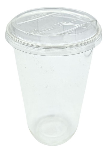 Vasos Curvos Con Tapa 500 Pzas 22 Oz Pla Biodegradable Color Transparentes