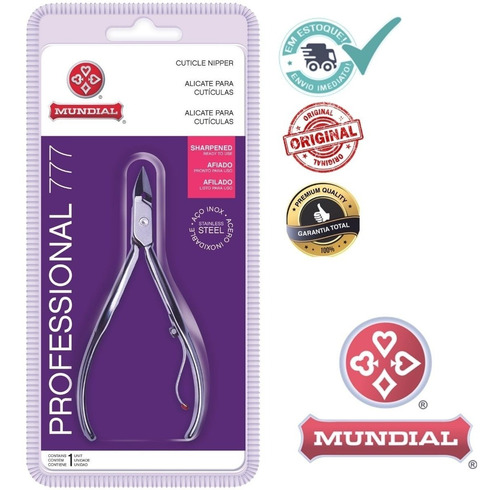 Imagem 3 de 7 de Alicate Cuticula Mundial 777 Profissional Inox Original + Nf