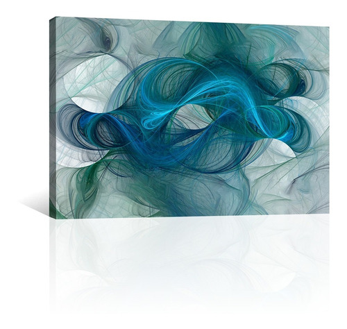Cuadro Decorativo Canvas Abstracto Olas Azules Minimalista