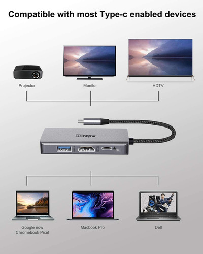 Hub Usb C A Vga Hdmi Usb Con Thunderbolt 3 Intpw Gris