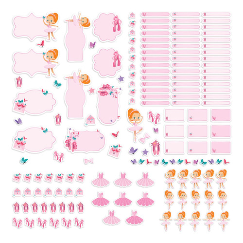 Imagem 3 de 4 de Etiquetas Escolares Personalizadas Bailarina Ruiva 160un