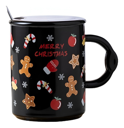 Taza De Navidad Tapa + Cuchara Mug Navideño Mk-29